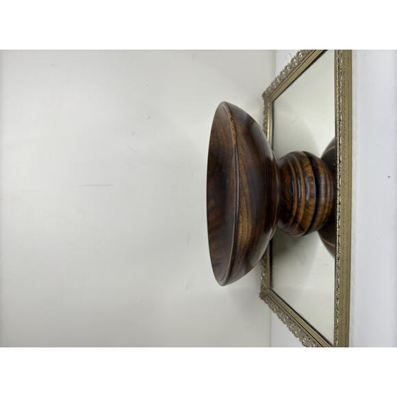 Decorative Vintage Wooden Pedestal Bowl Display/Fruit Bowl Grannycore Rustic - Picture 2 of 9